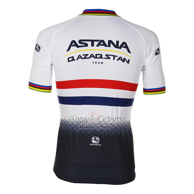 Astana Qazaqstan Team Ropa Ciclismo Culotte Corto 2023 Mangas Cortas Blanco